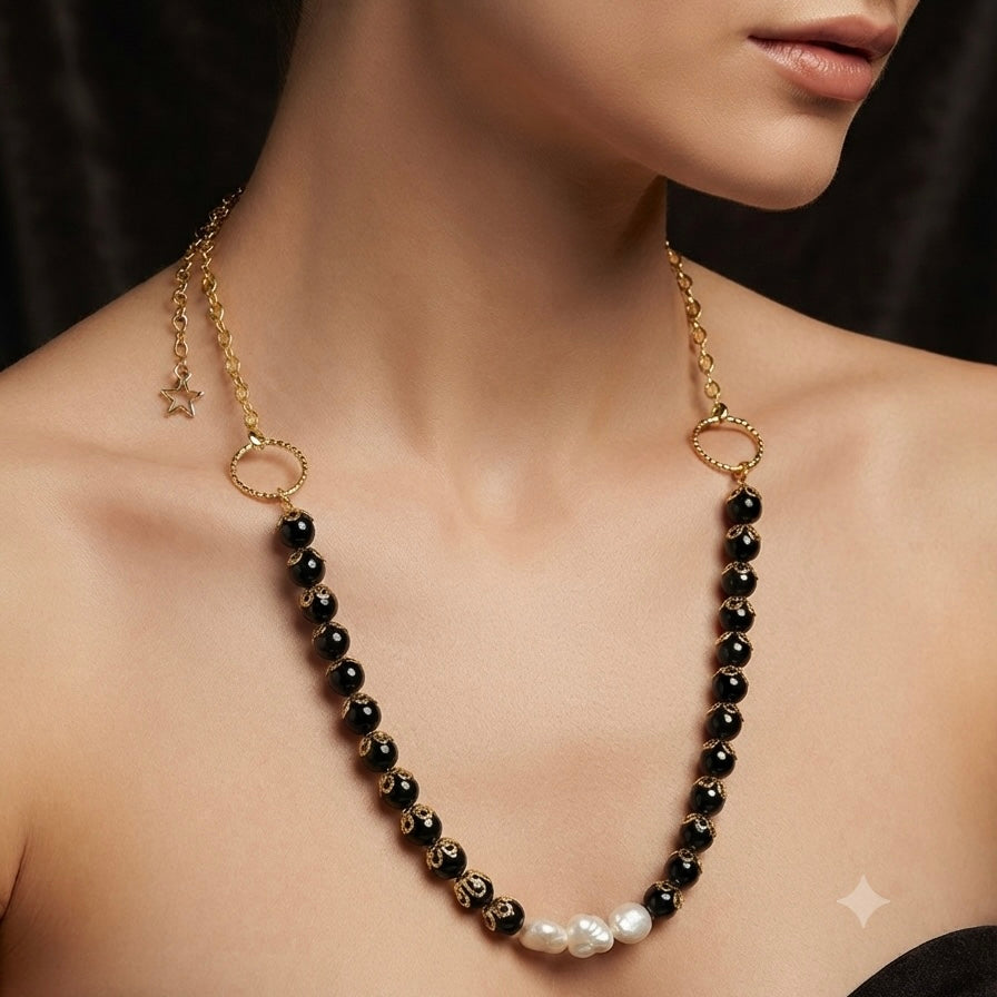 Gilded Obsidian & Pearl Ensemble