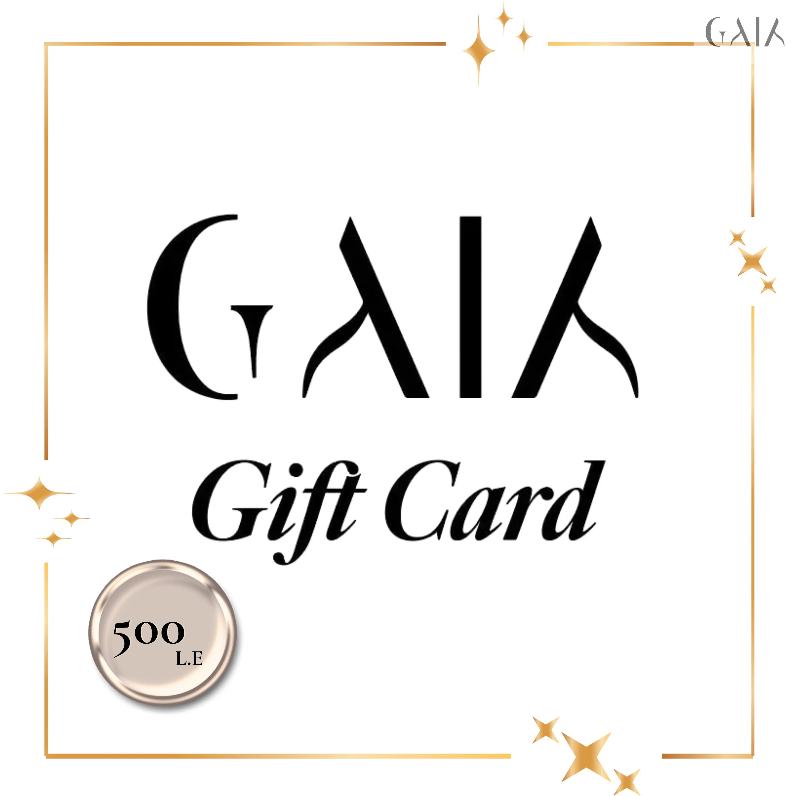 GAIA gift card with a value of 500 LE on a white background