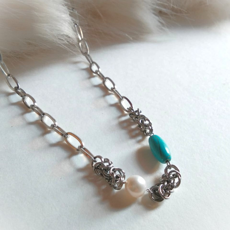 Steel & Stone Necklace Jewelry Designers  Necklace GAIA