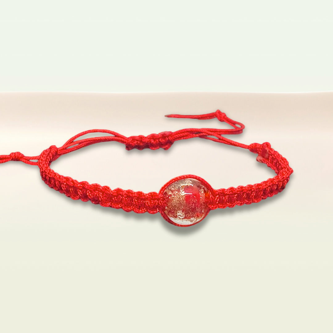 Handwoven Glass Red Bracelet