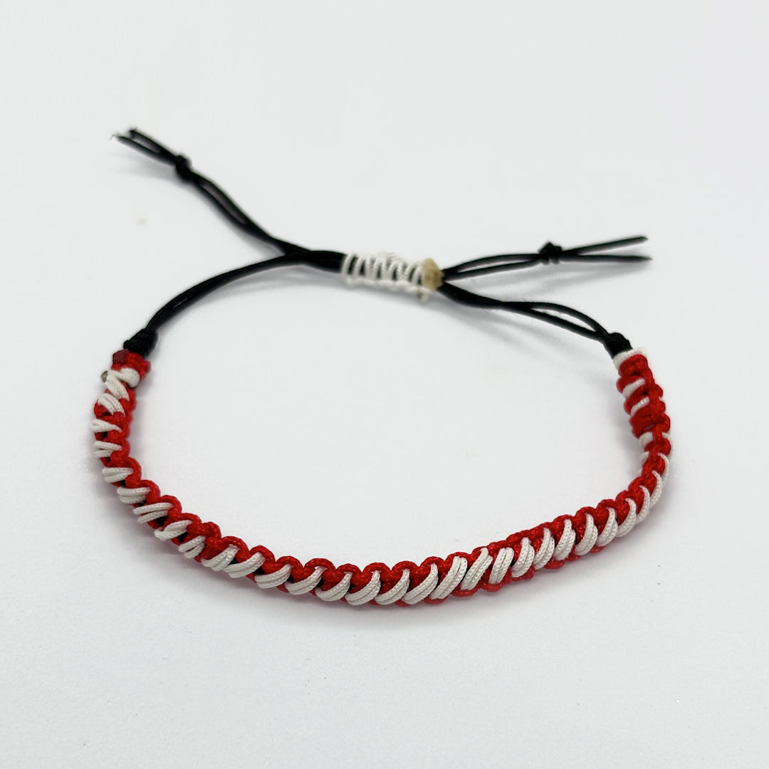 Handwoven White & Red Bracelet