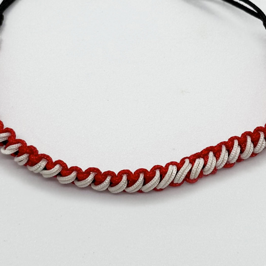 Handwoven White & Red Bracelet