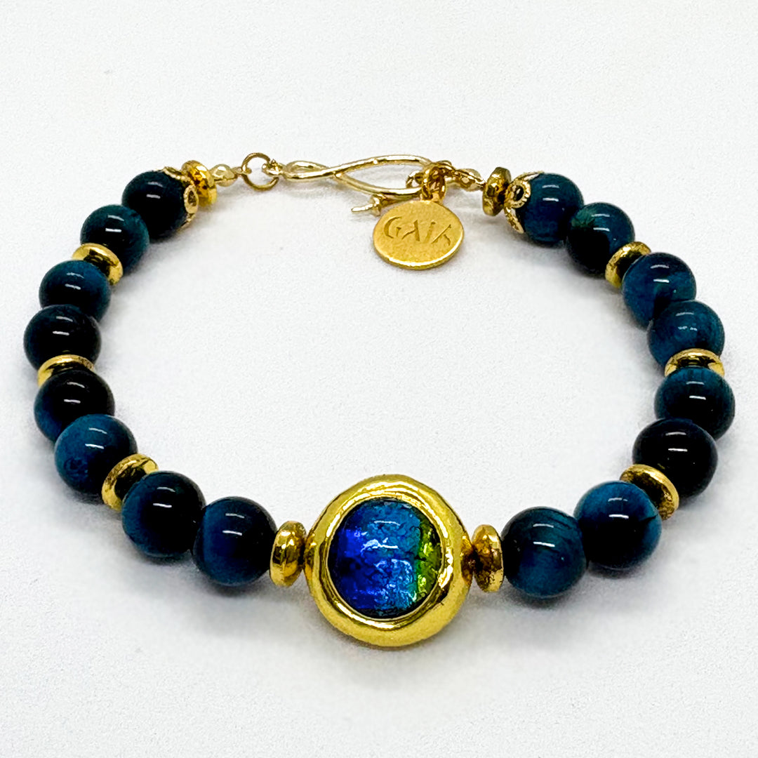 Collier Oeil de Tigre Bleu