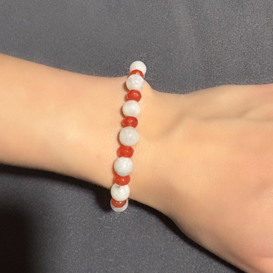 White & Orange Agate Bracelet