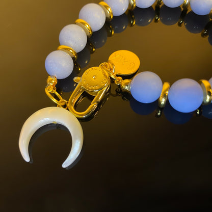 The Blue Agate & Shell Harmony Bracelet - GAIA - Jewellery Store