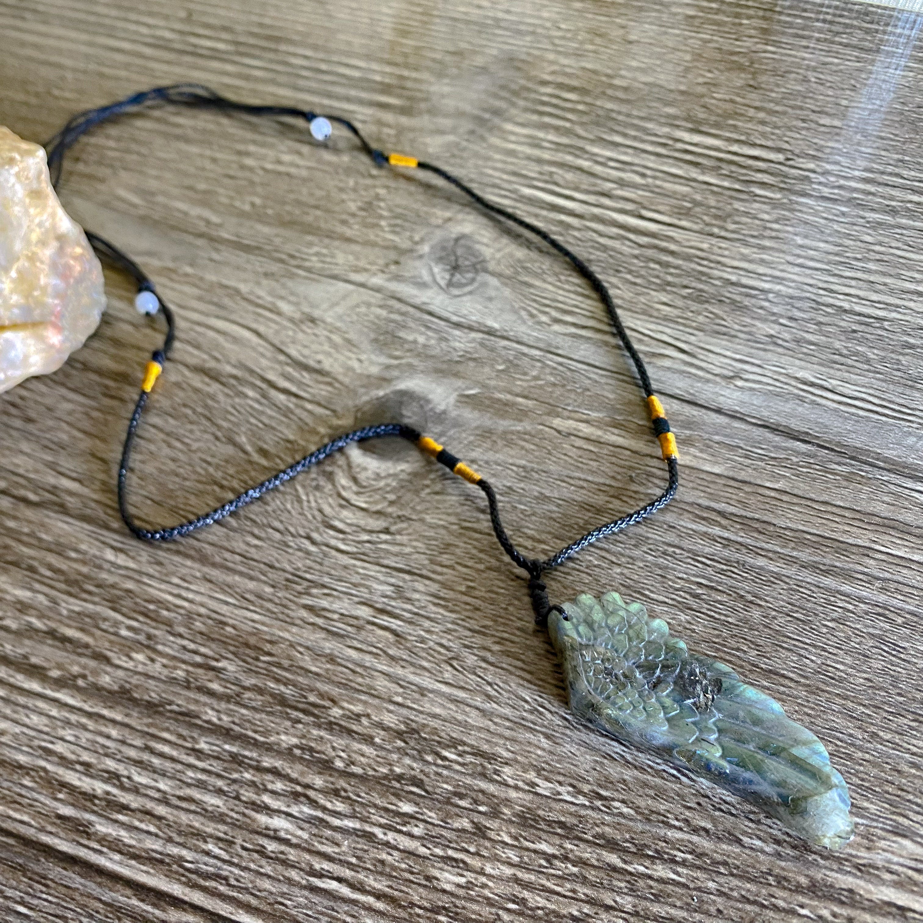 Natural Labradorite Angel's Wings Necklace - GAIA Global
