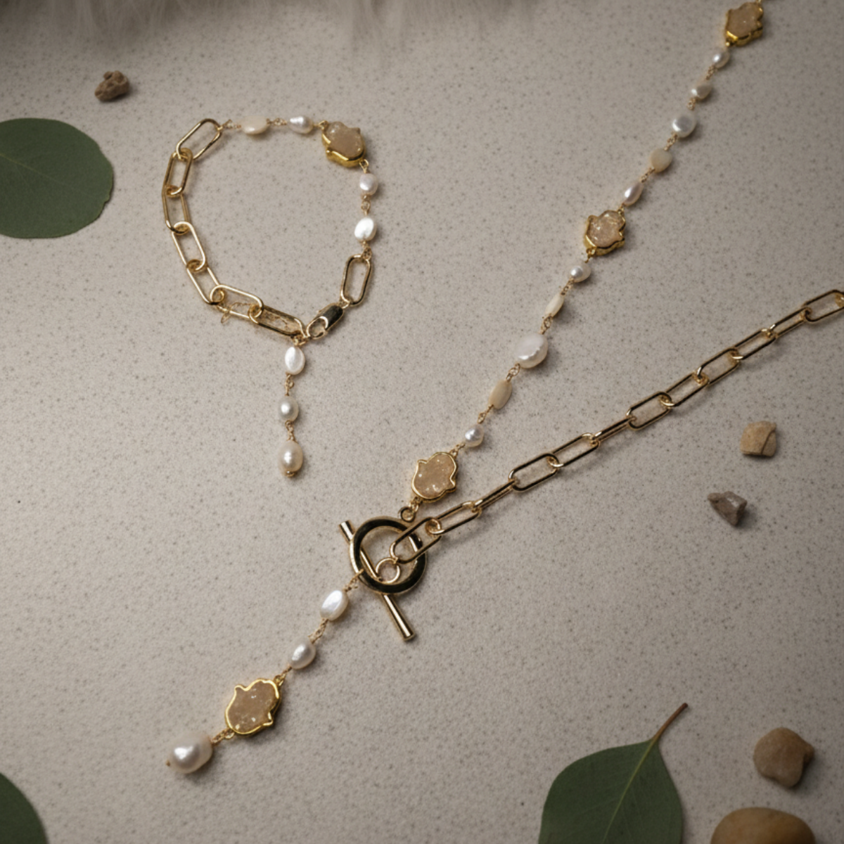 Hamsa Pearl Harmony Bracelet