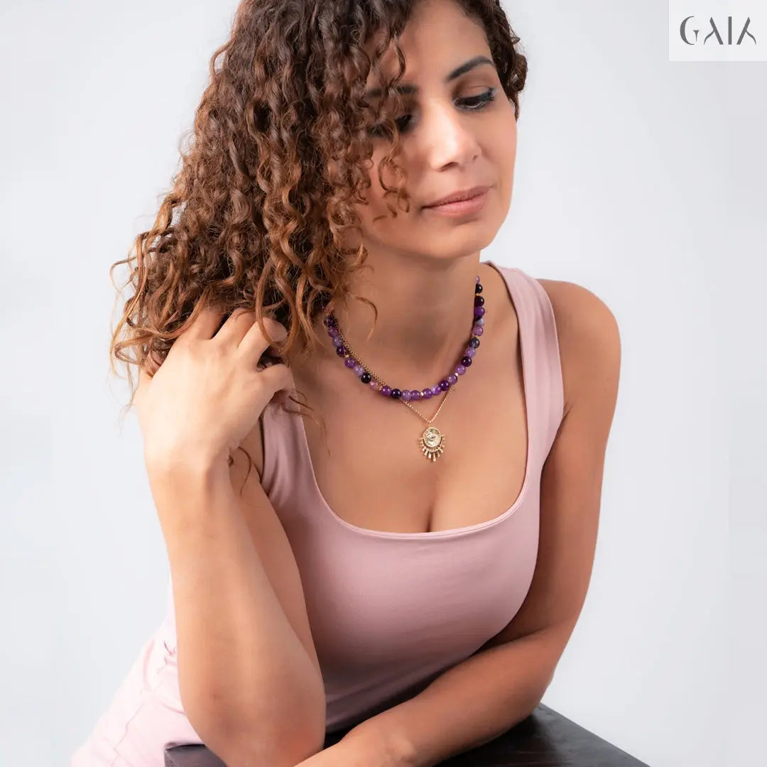 Handcrafted Purple Agate Necklace - GAIA - Jewellery Store