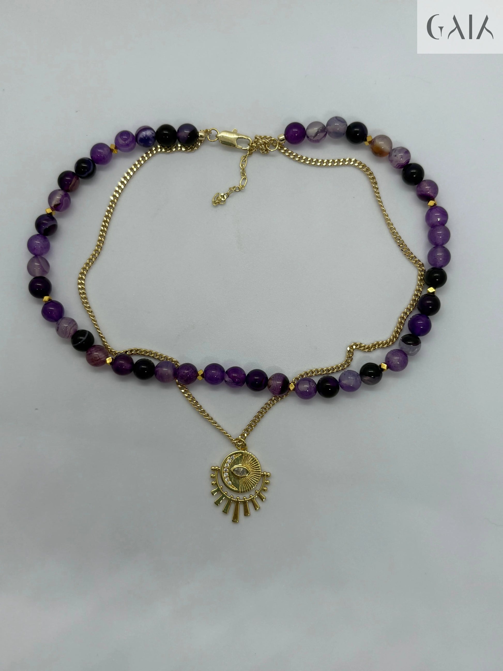 Handcrafted Purple Agate Necklace - GAIA - Jewellery Store