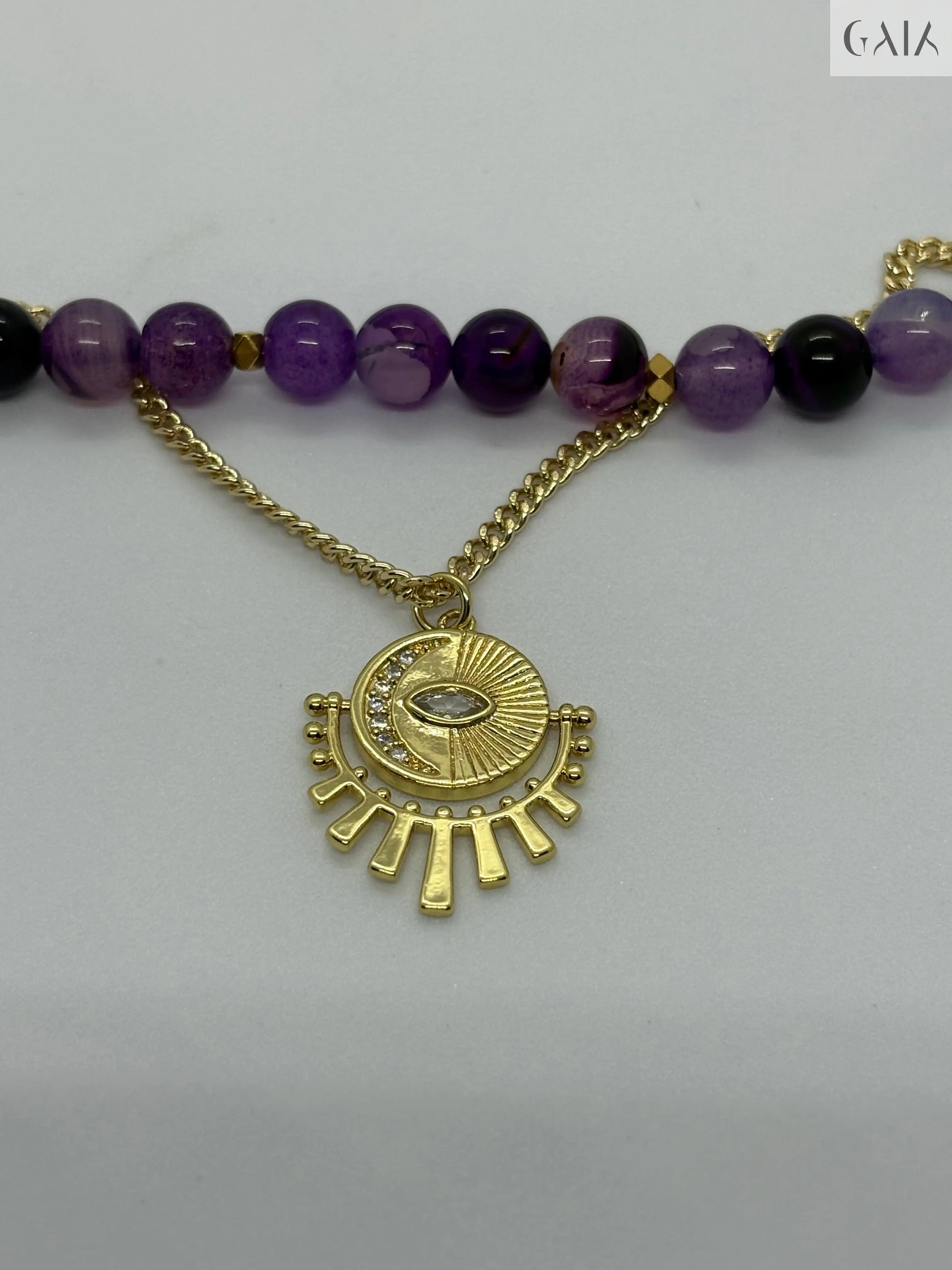 Handcrafted Purple Agate Necklace - GAIA - Jewellery Store