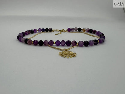 Handcrafted Purple Agate Necklace - GAIA - Jewellery Store