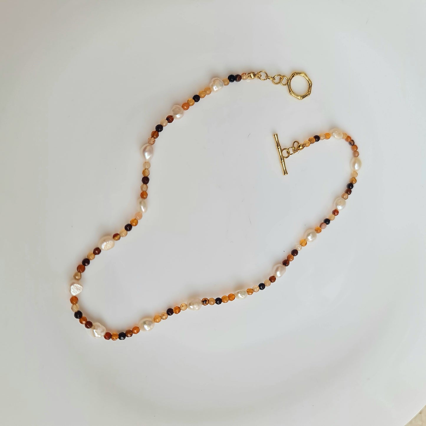Hessonite Garnet & Pearl Necklace