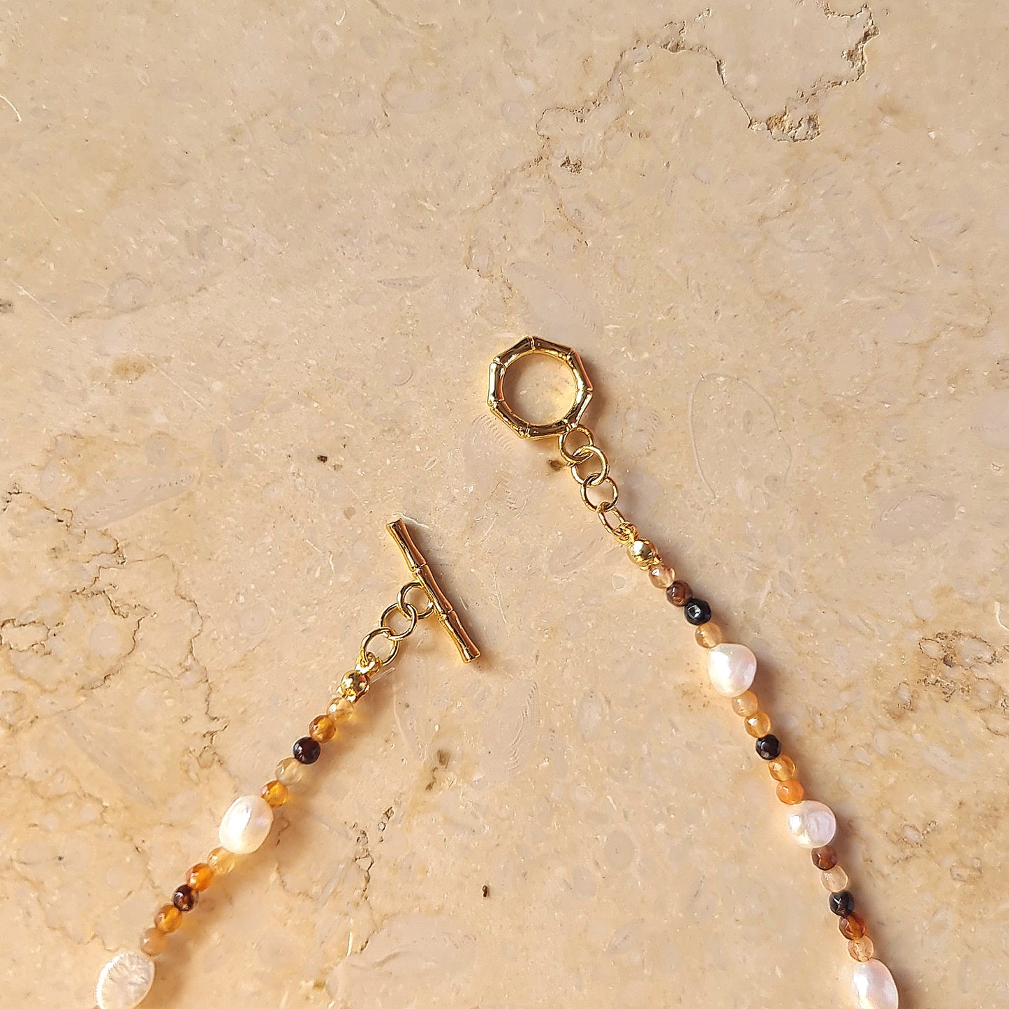 Hessonite Garnet & Pearl Necklace