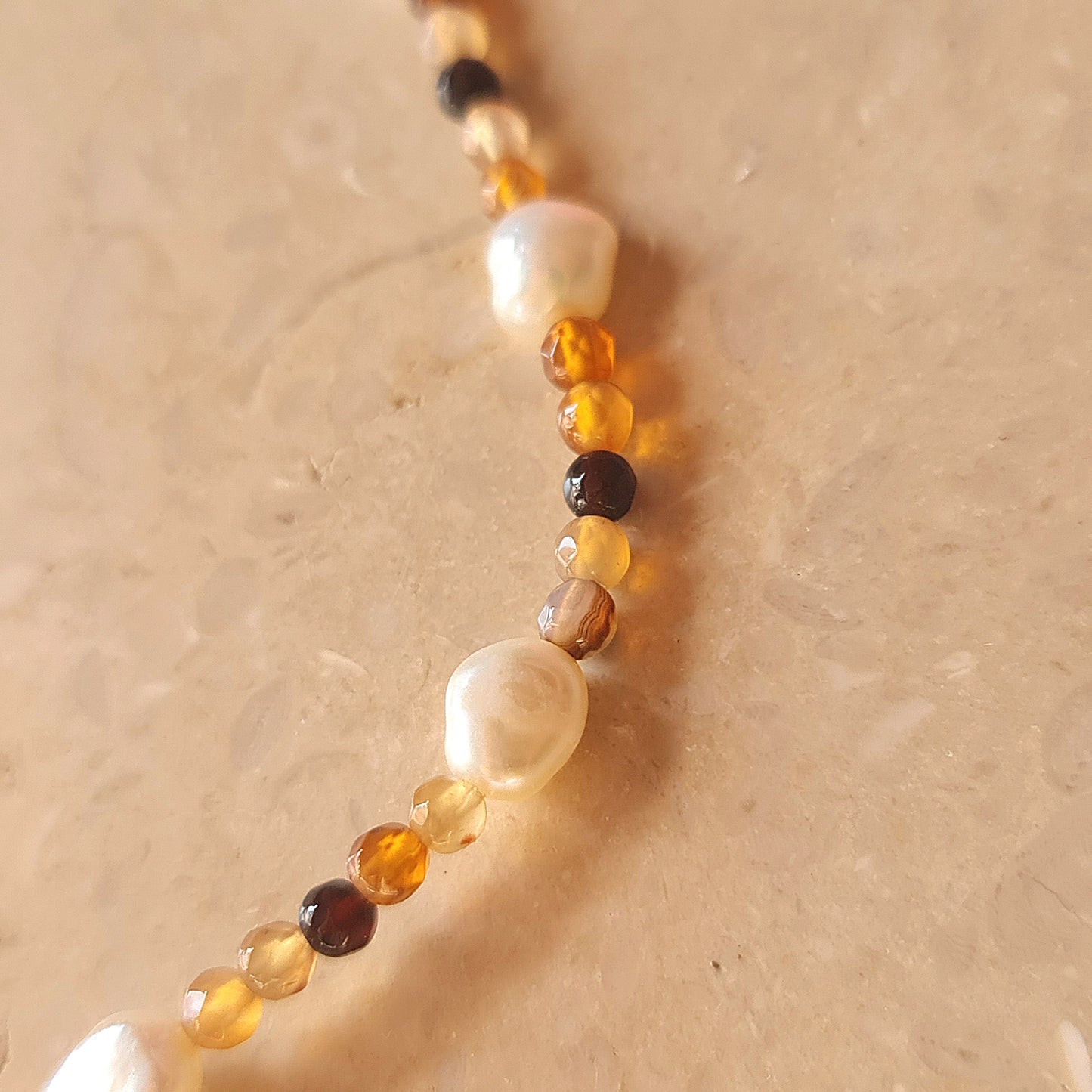 Hessonite Garnet & Pearl Necklace