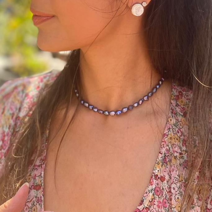 Black Natural Freshwater Pearl Necklace - Necklaces - GAIA