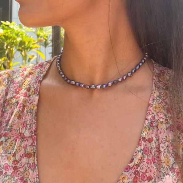 Black Natural Freshwater Pearl Necklace - Necklaces - GAIA