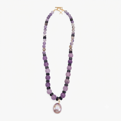 Amethyst & Baroque Pearl Sovereign Necklace