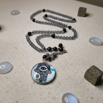 Midnight Hamsa Necklace