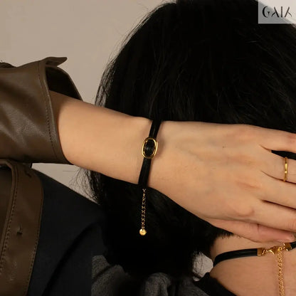 Midnight Leather Bracelet Jewelry Designers  bracelet GAIA