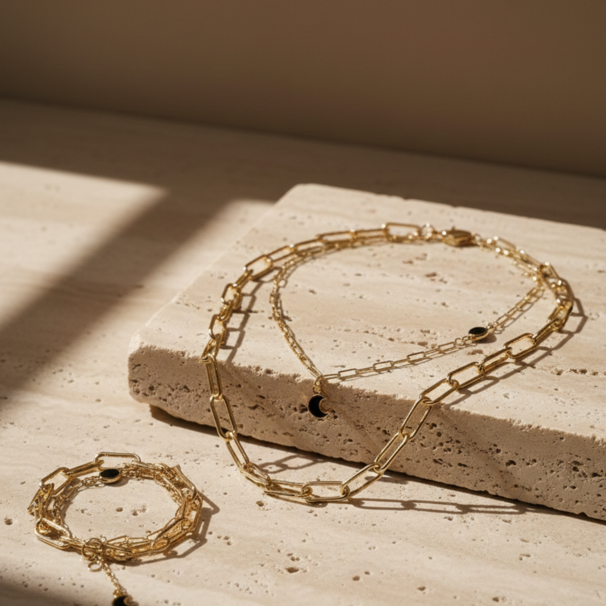 Ensemble chaîne lune (collier + bracelet)