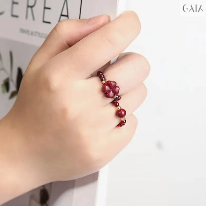 Natural Garnet Bead Ring - GAIA - Jewellery Store