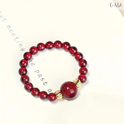 Natural Garnet Bead Ring - GAIA - Jewellery Store