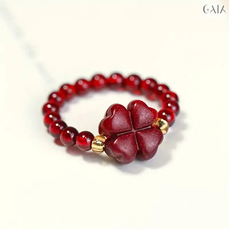 Natural Garnet Bead Ring - GAIA - Jewellery Store
