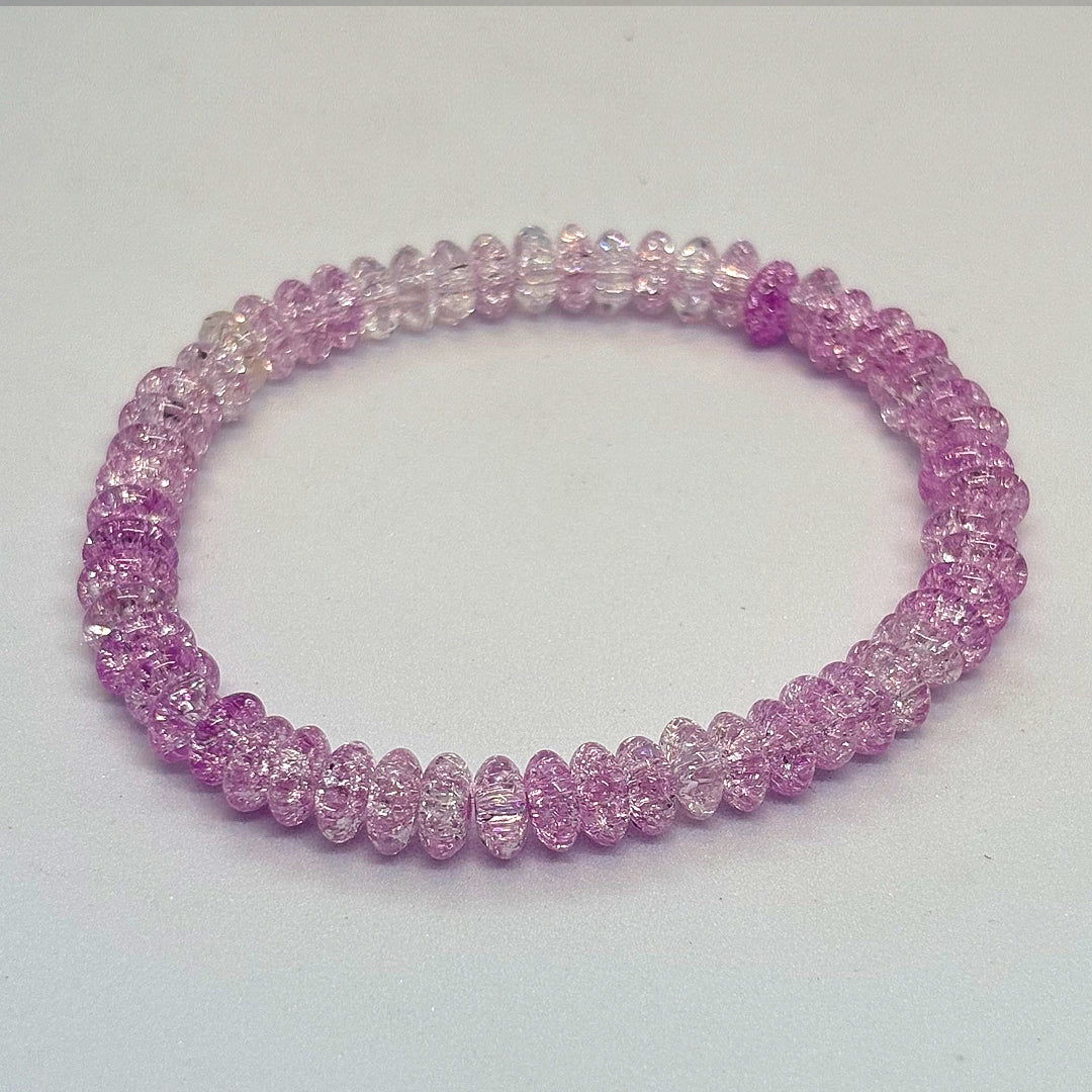 Pink crystal bracelet cracked quartz