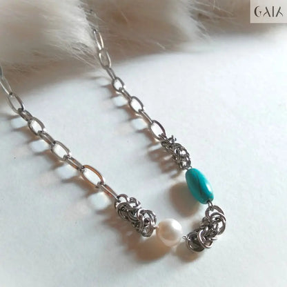 Steel & Stone Necklace Jewelry Designers  Necklace GAIA