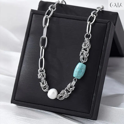Steel & Stone Necklace Jewelry Designers  Necklace GAIA