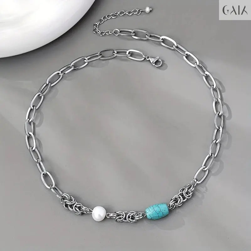 Steel & Stone Necklace Jewelry Designers  Necklace GAIA