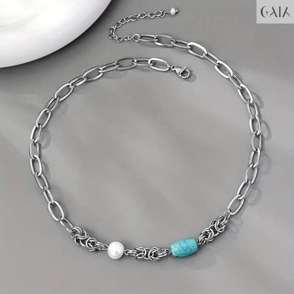 Steel & Stone Necklace Jewelry Designers  Necklace GAIA
