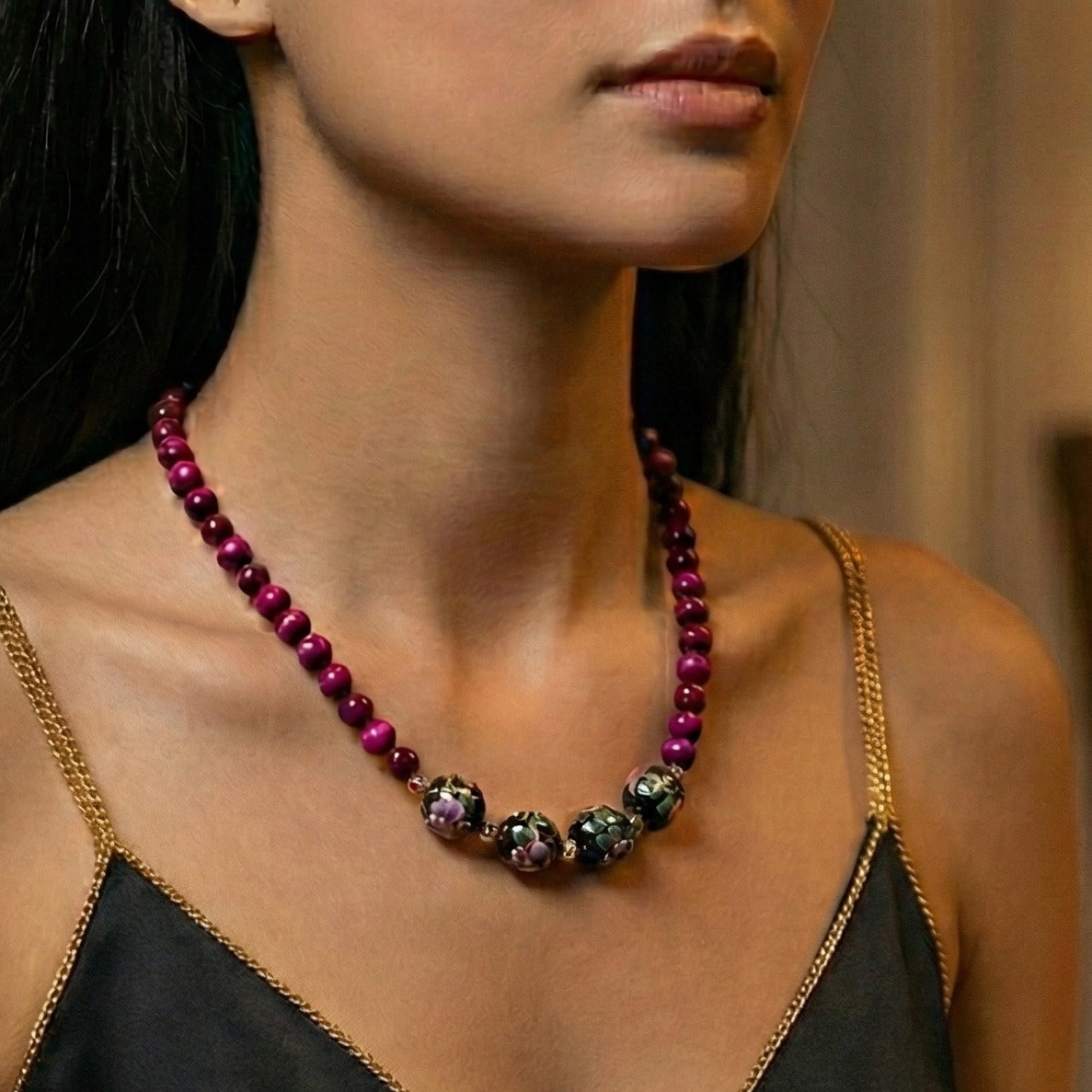 Pink Tiger Eye Necklace