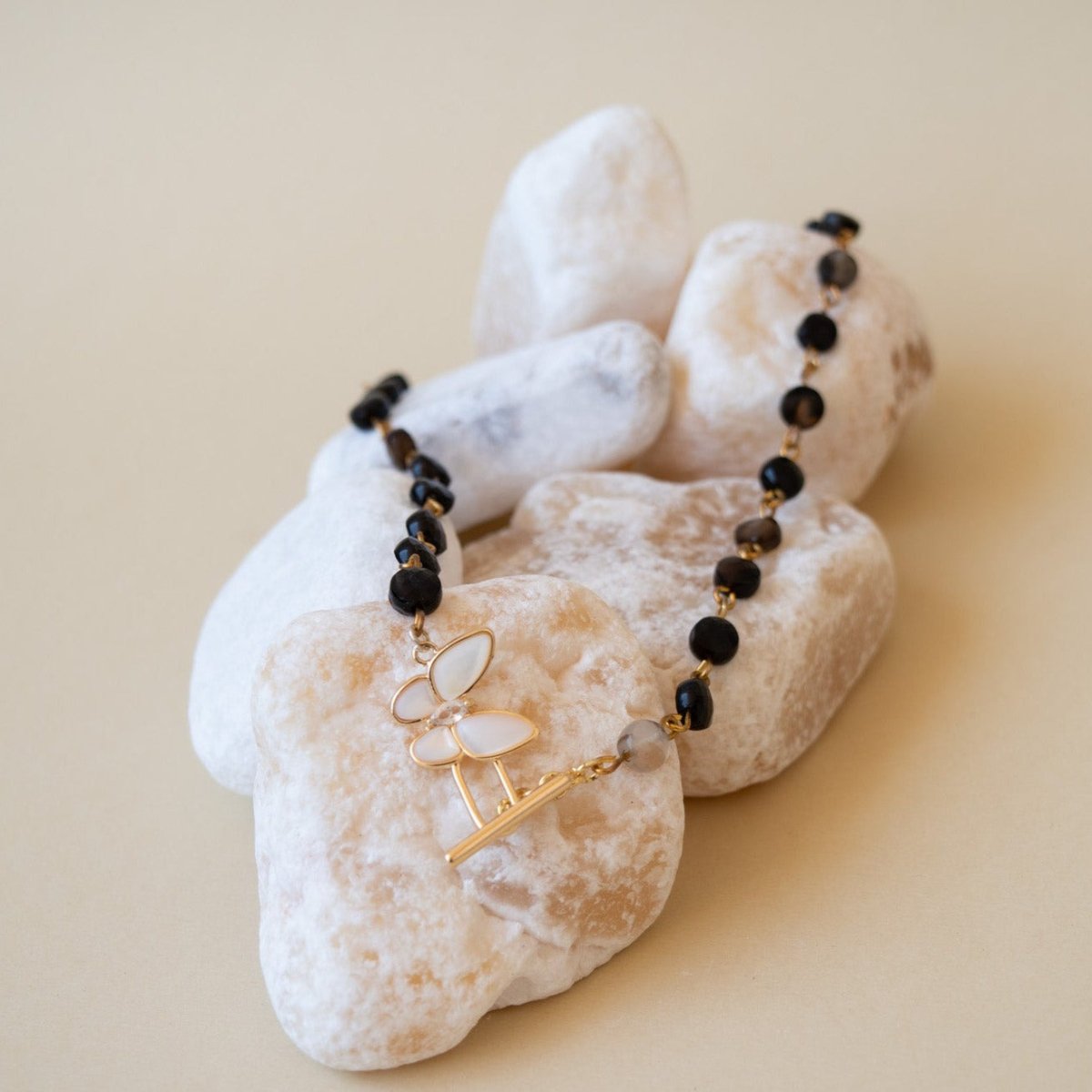 Black Agates Onyx batterfly Chocker - GAIA