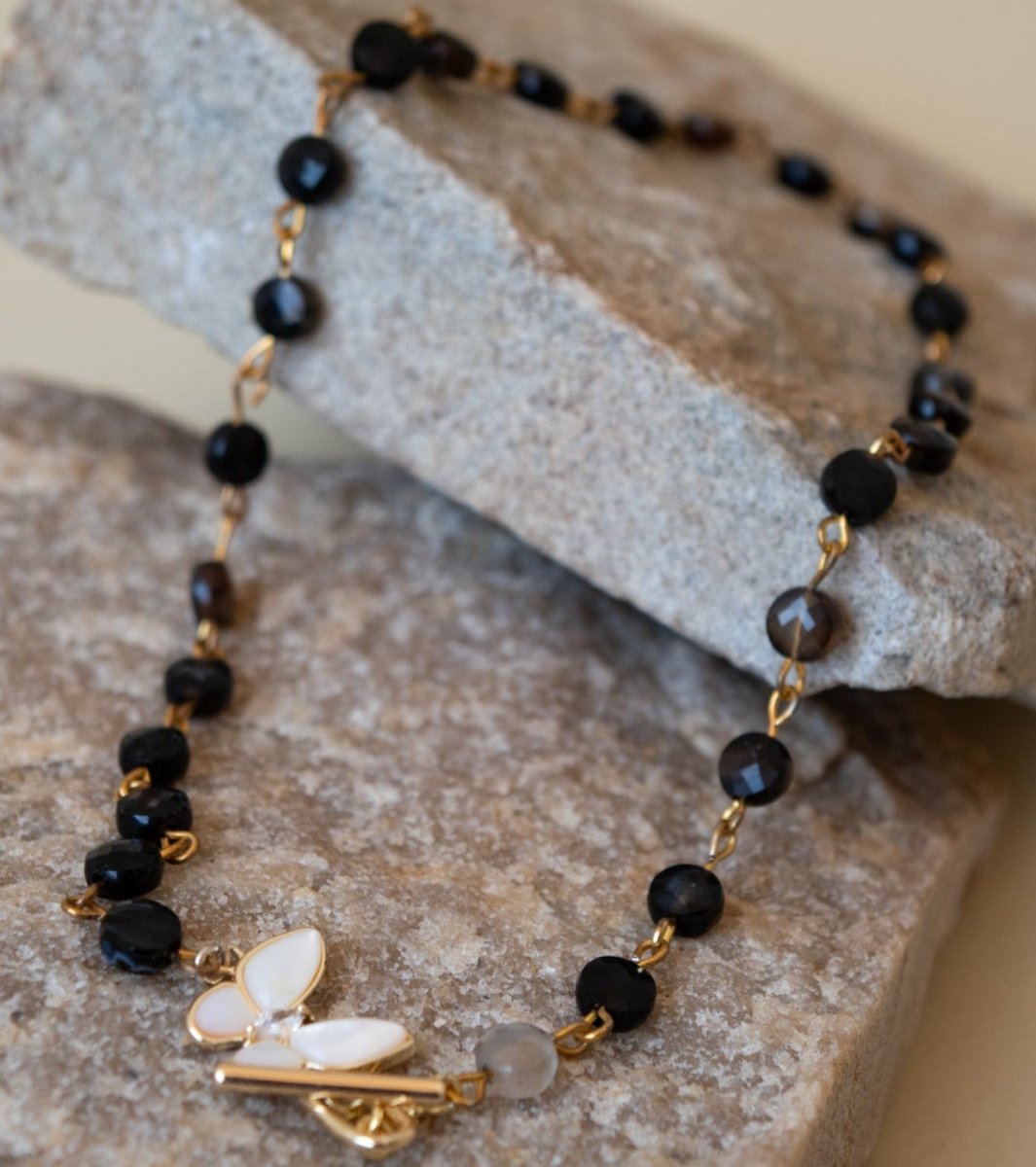 Black Agates Onyx batterfly Chocker - GAIA