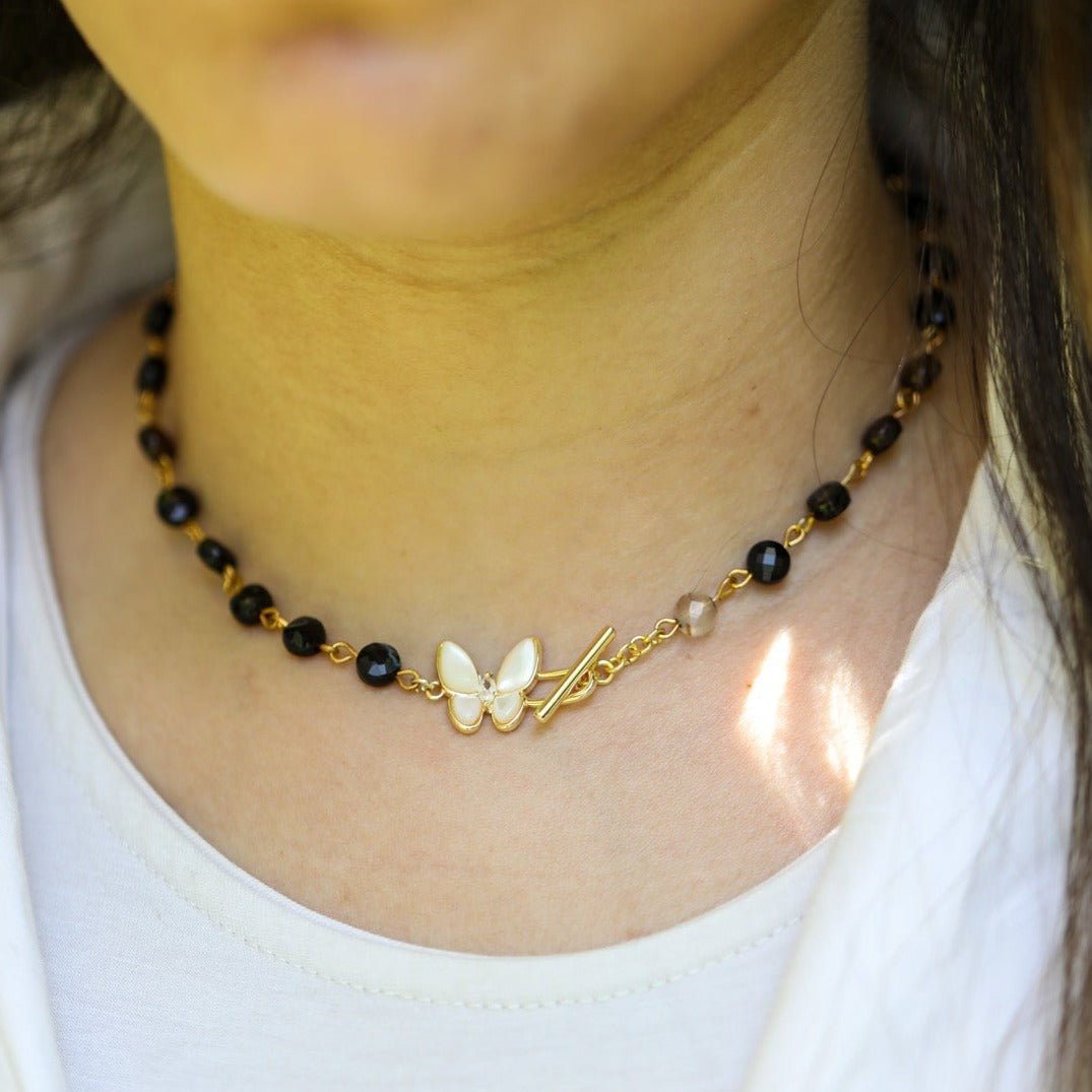 Black Agates Onyx batterfly Chocker - GAIA