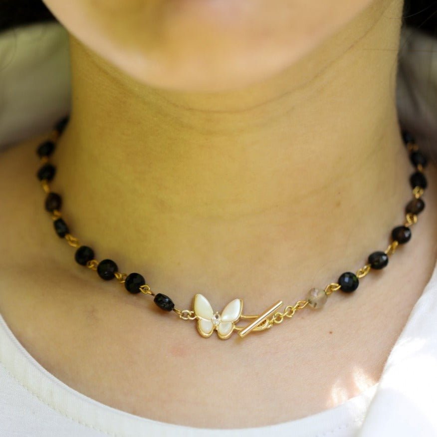 Black Agates Onyx batterfly Chocker - GAIA