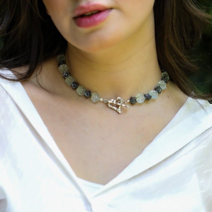 Black Hematite & quartz crystal necklace - Necklaces - GAIA