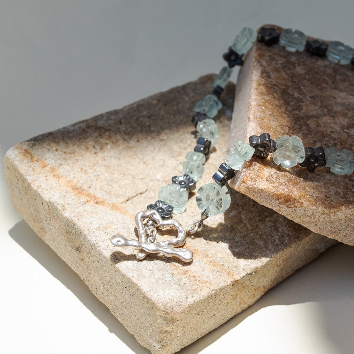 Black Hematite & quartz crystal necklace - GAIA