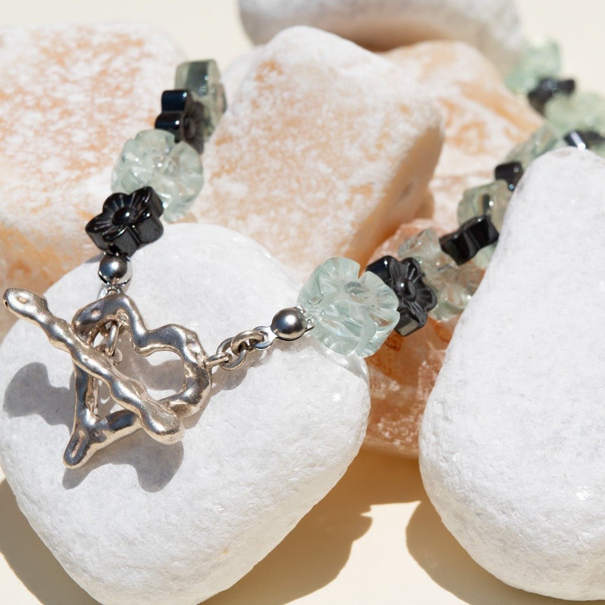 Black Hematite & quartz crystal necklace - GAIA