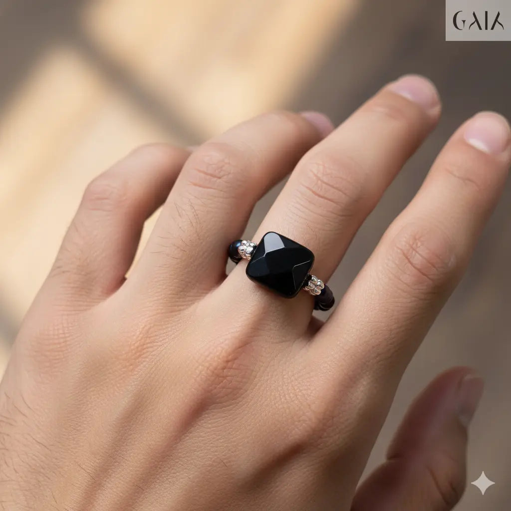 black pearl with onyx ring GAIA  Rings GAIA
