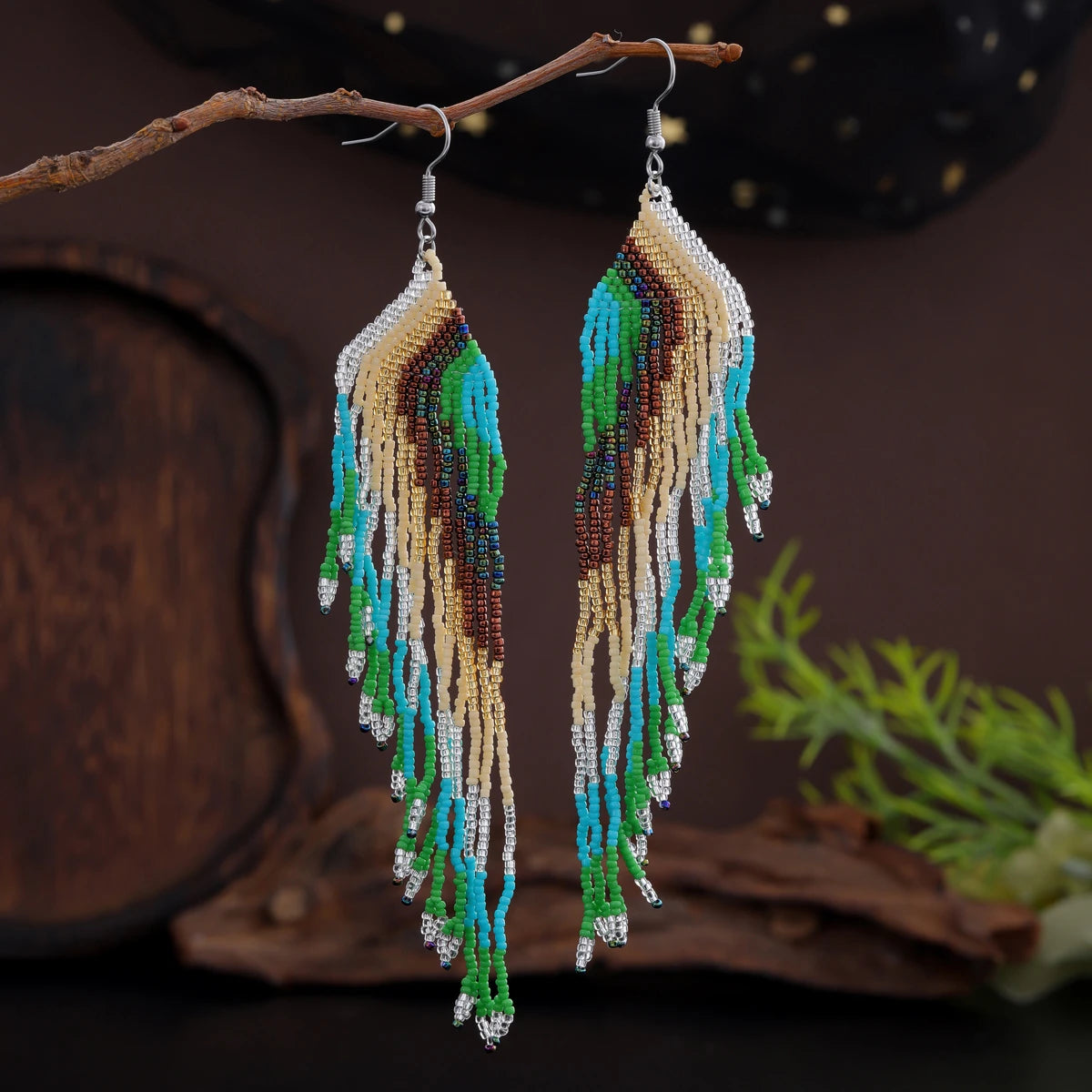 Handwoven Feather Earrings