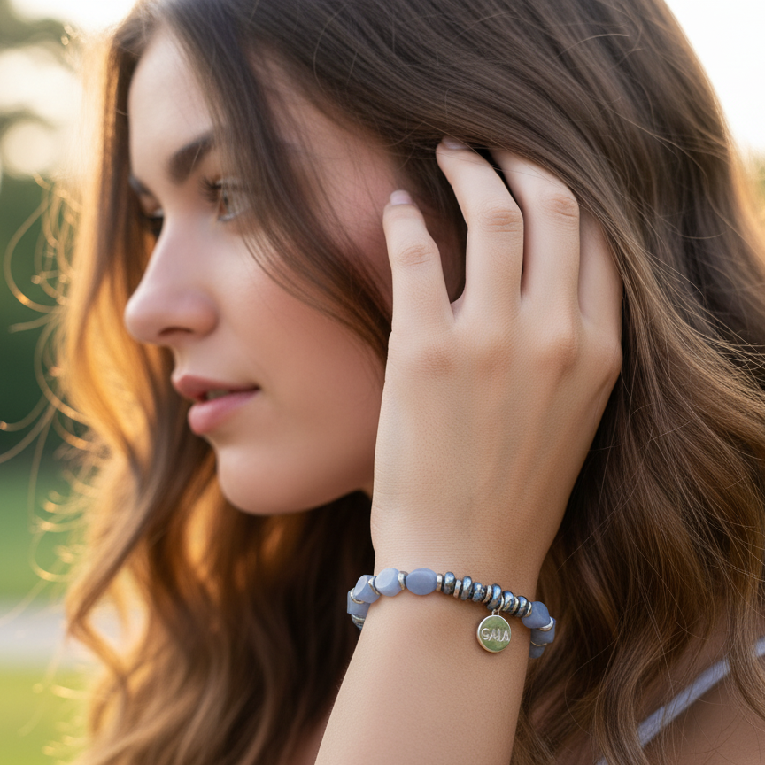Blue Angelite Harmony Bracelet GAIA  bracelet GAIA
