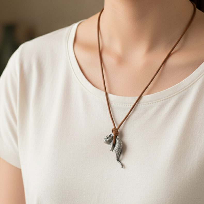 Curious Cat Pendant Jewelry Designers  Necklace GAIA