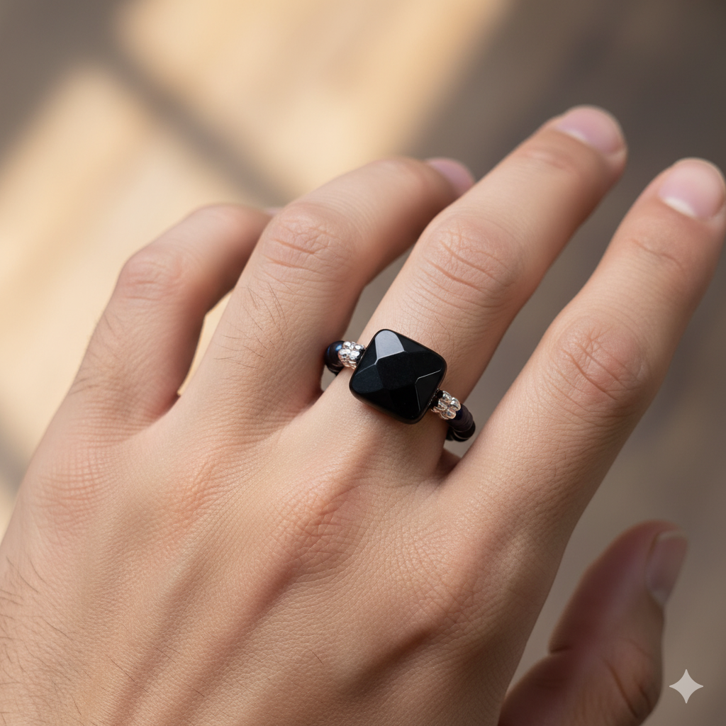 black pearl with onyx ring GAIA  Rings GAIA