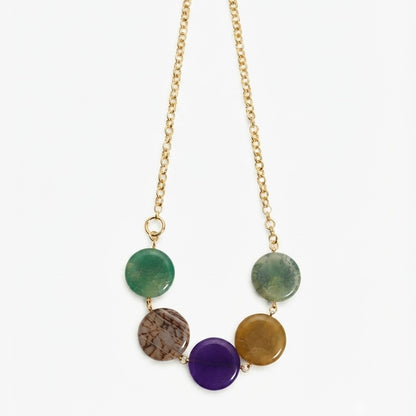 Mosaic Earth Disc Necklace