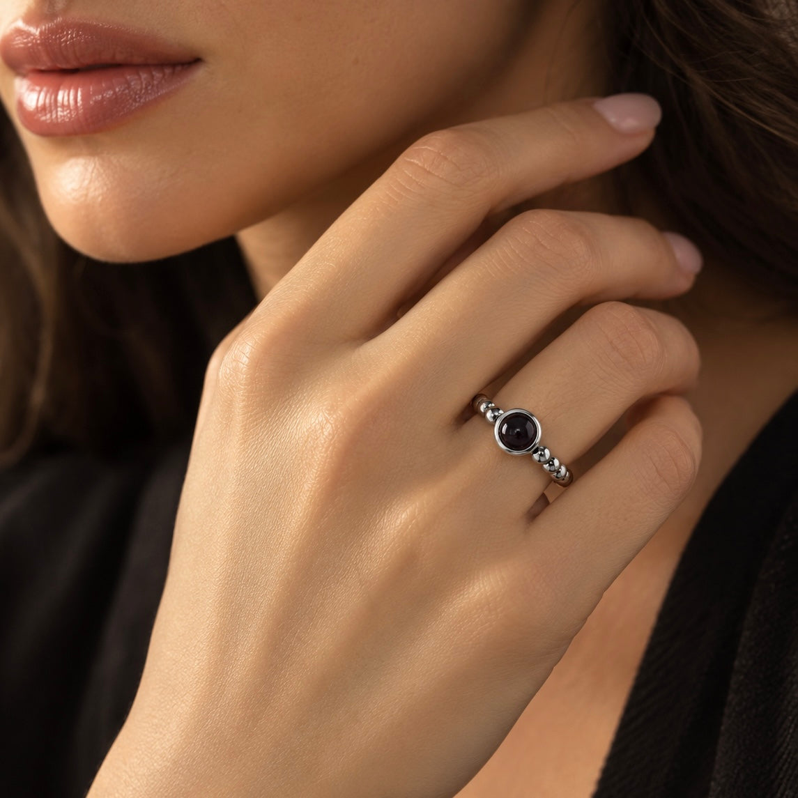 Obsidian Orbit Ring